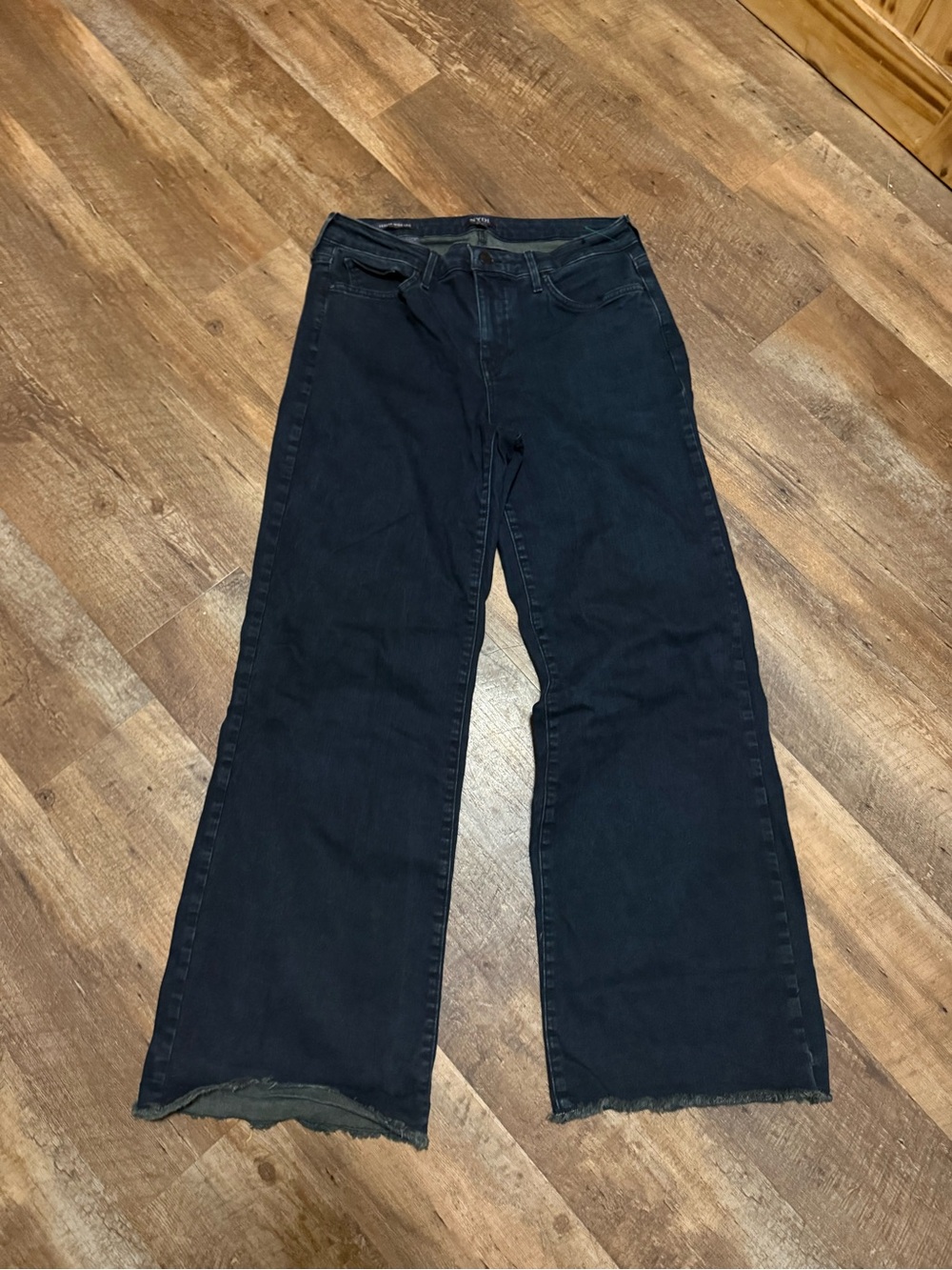 NYDJ Women's Navy Wide-Leg Jeans with Raw Hem